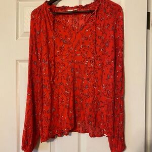 Floral red gap blouse